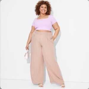 New! Mid Rise Linen Blend Trousers